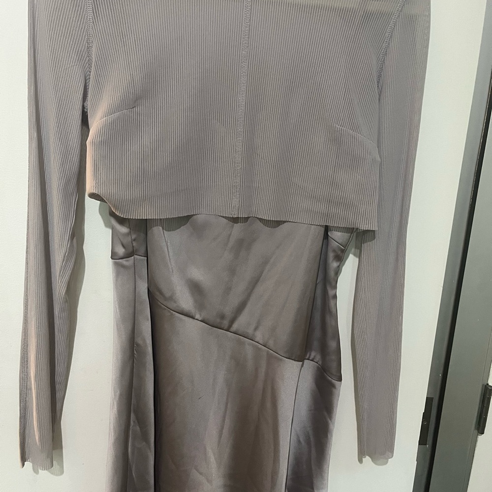 Guess Gray Asymmetrical Tiered Cocktail Dress